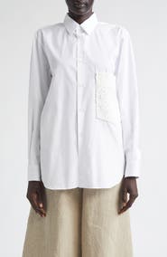 Comme des Garçons Cotton Broadcloth Button-Up Shirt with Chemical Lace Pocket