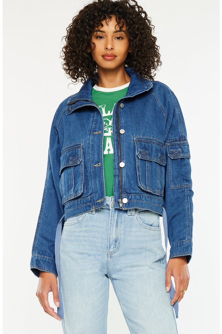 Jailene Denim Windbreaker Jacket, Main, color, Dark Wash