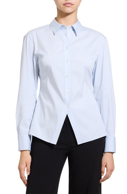 Cutaway Hem Stretch Cotton Shirt