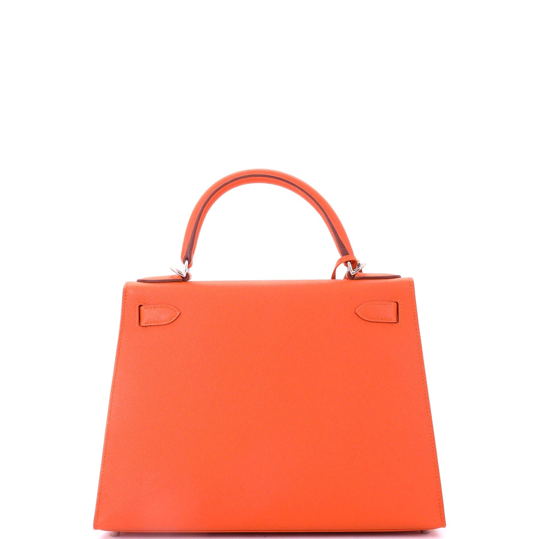 Pre-Owned Hermes Kelly Handbag Orange Epsom with Palladium Hardware 28, Alternate, color, 
