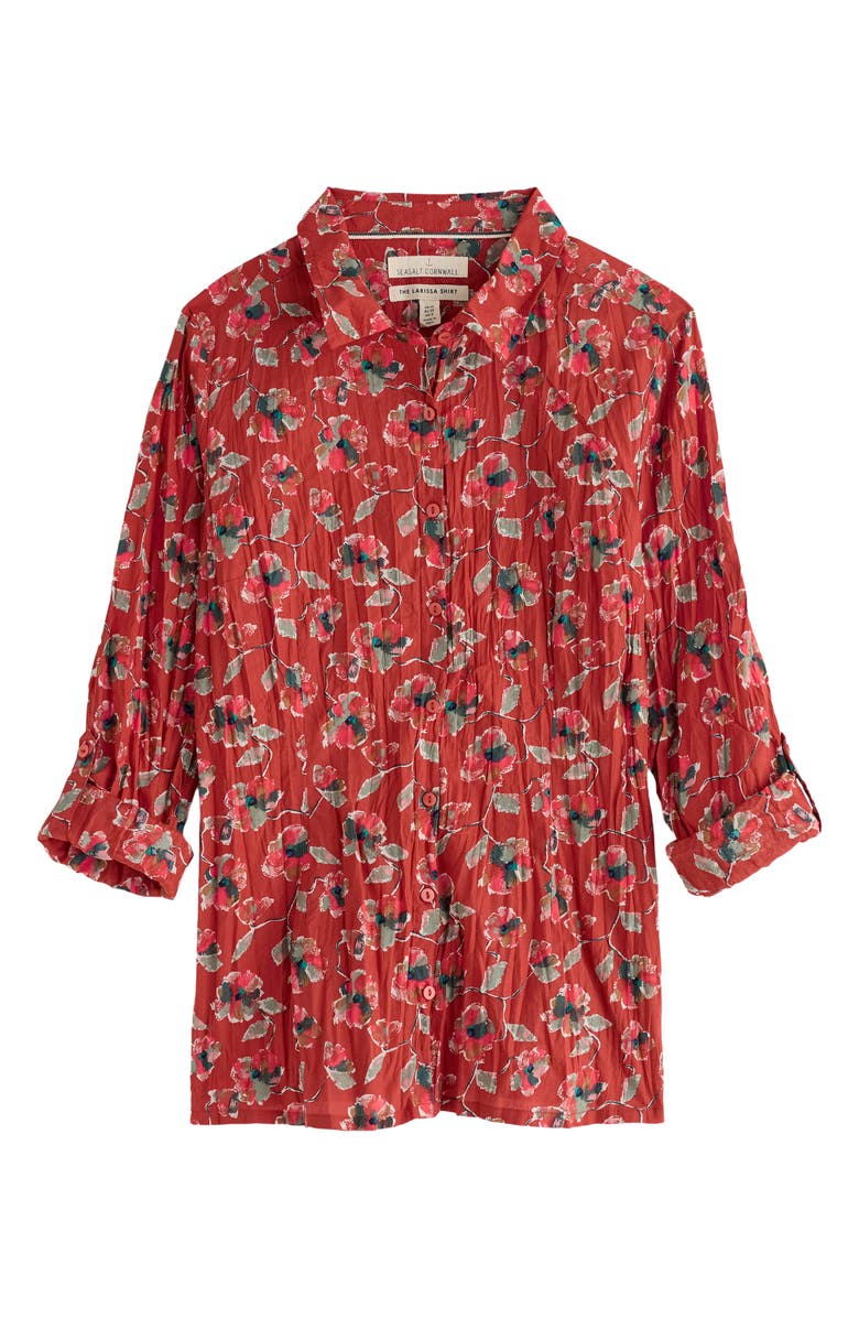 Seasalt Cornwall Larissa Printed Organic Cotton Button-Up Shirt, Alternate, color, Artist Camellia Red Sail