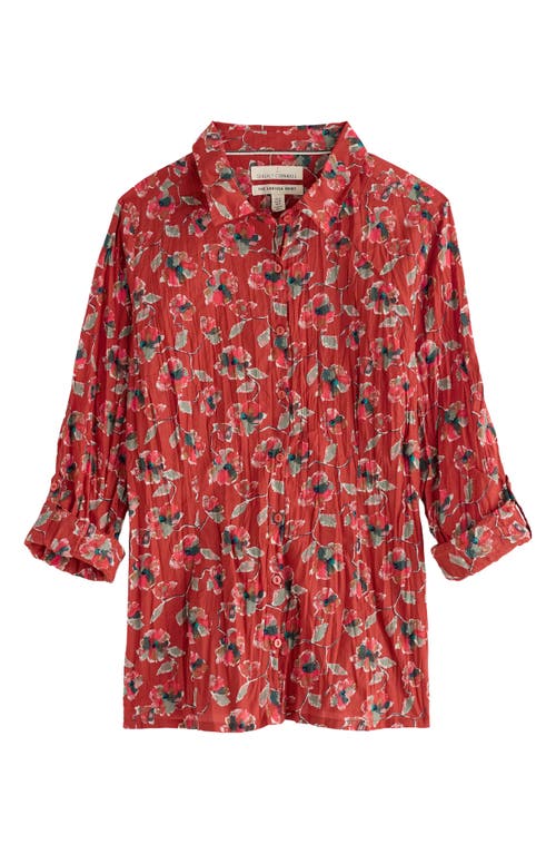 Seasalt Cornwall Larissa Printed Organic Cotton Button-up Shirt In Red