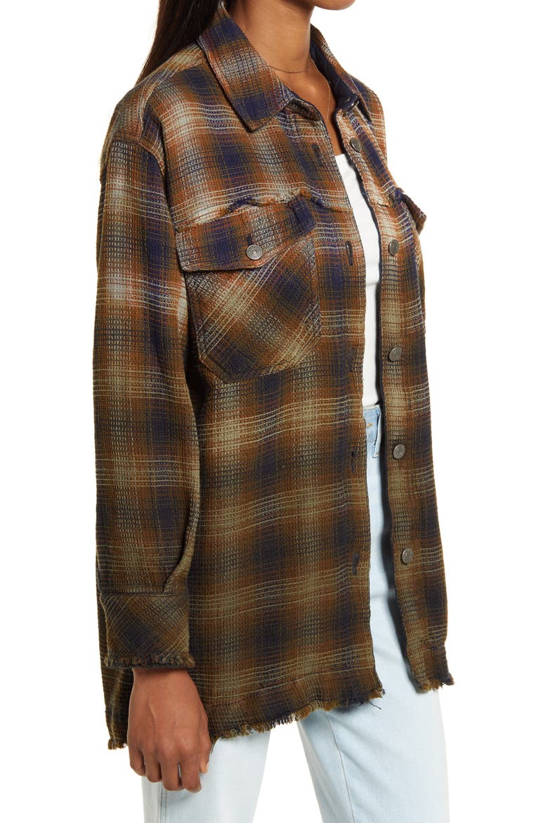 Anneli Plaid Shirt Jacket, Alternate, color, NAVY TOBACCO COMBO