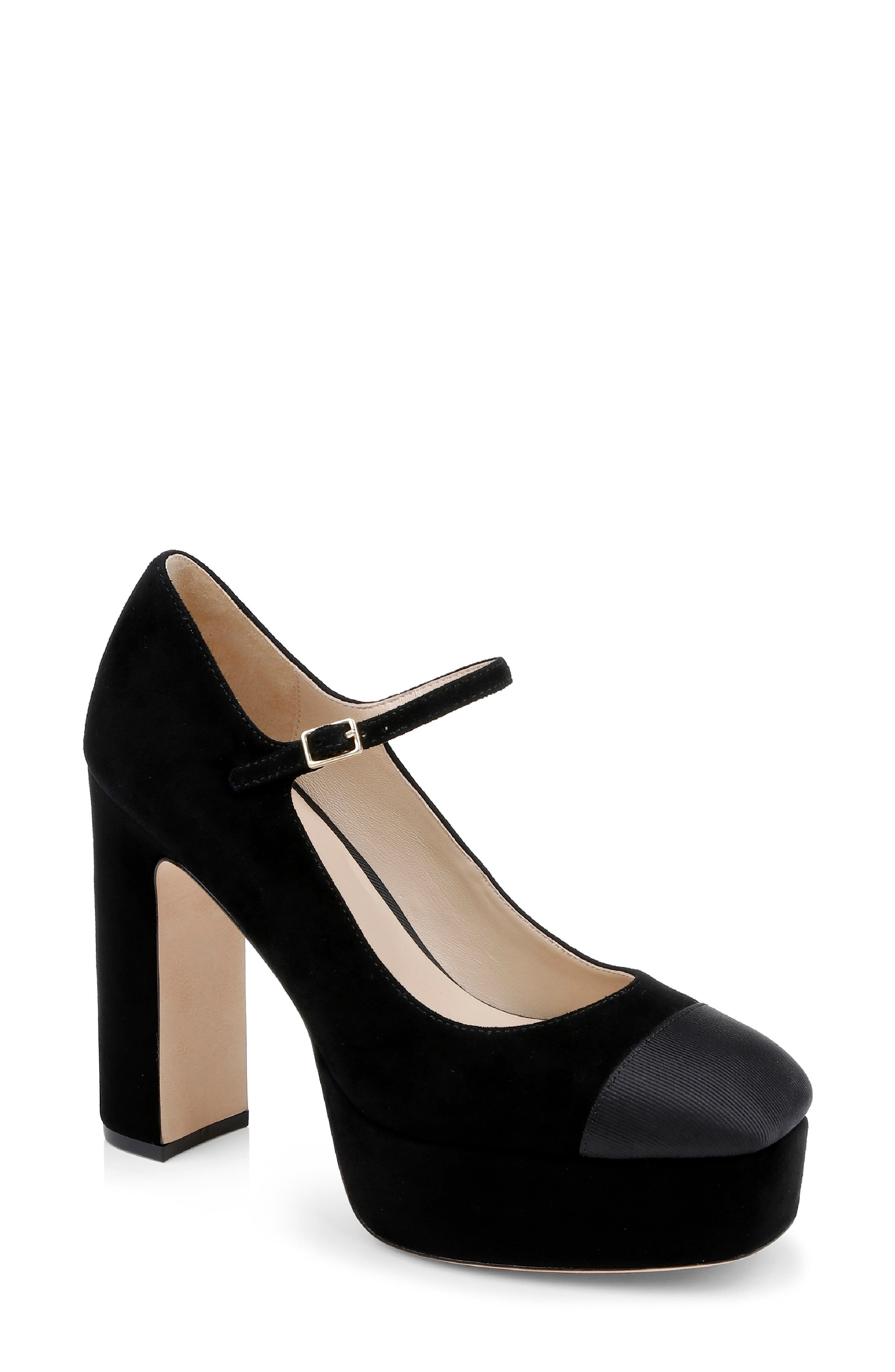 L'AGENCE Lilles Platform Pump, Main, color, Black Suede