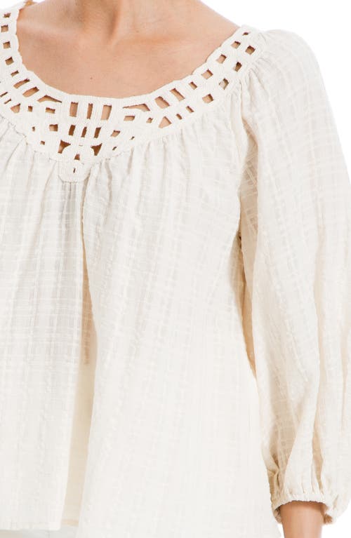 Max Studio Openwork Bubble Sleeve Top