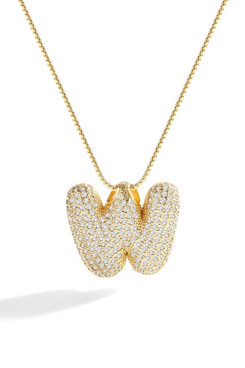 Pave Bubble Initial Necklace