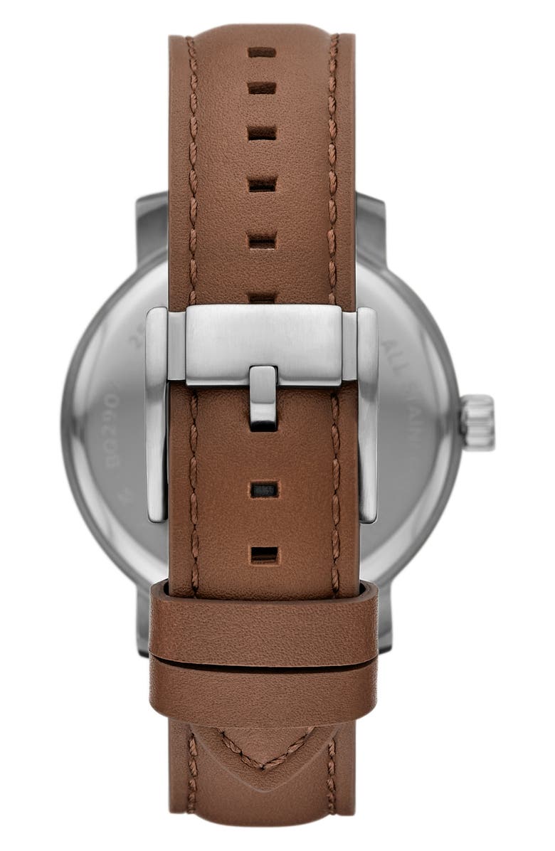 Fossil Rhett Leather Strap Multifunction Watch, 43mm, Alternate, color, 