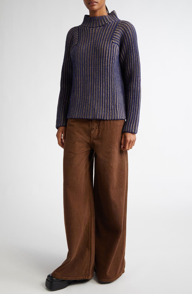 Eckhaus Latta Chalet Funnel Neck Wool Sweater, Alternate, color,