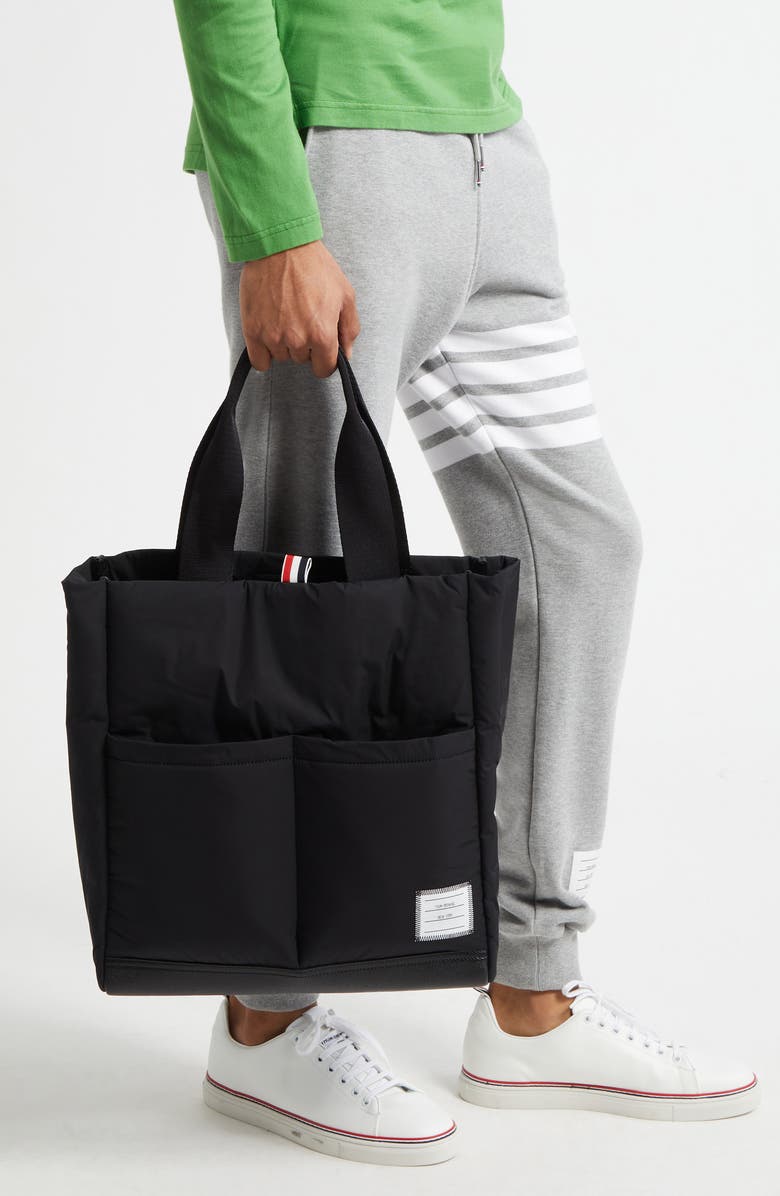 Thom Browne Twill Pocket Tote, Alternate, color, Black