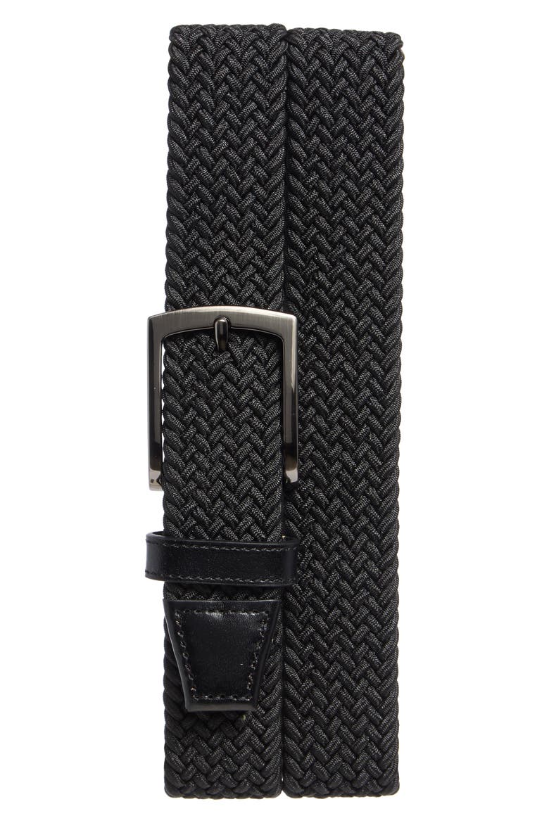 Stretch Braided Knit Belt, Main, color, BLACK KNIT