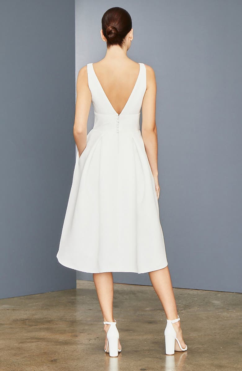 Amsale Faille Fit & Flare Wedding Dress, Alternate, color, 