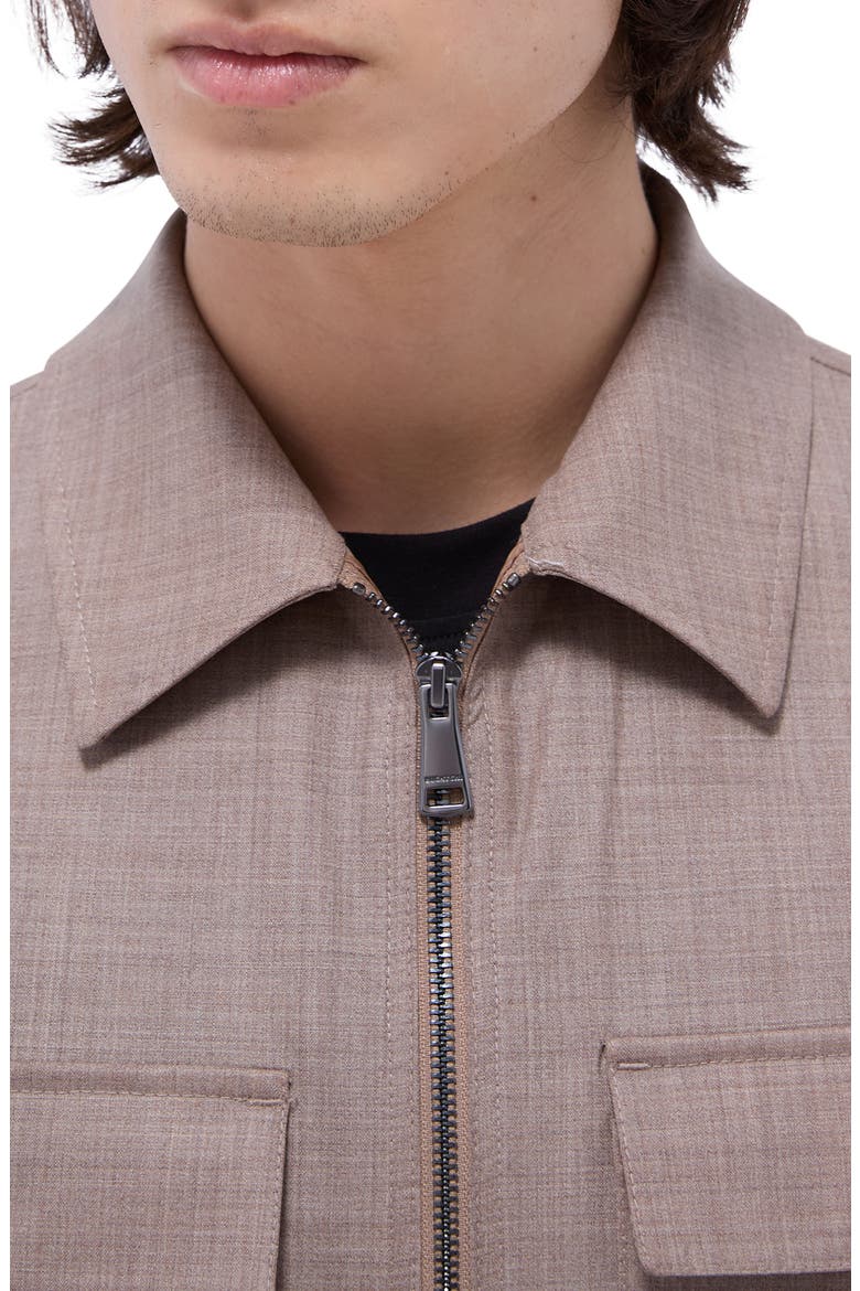 Stretch Wool Zip Shirt Jacket, Alternate, color, SAND