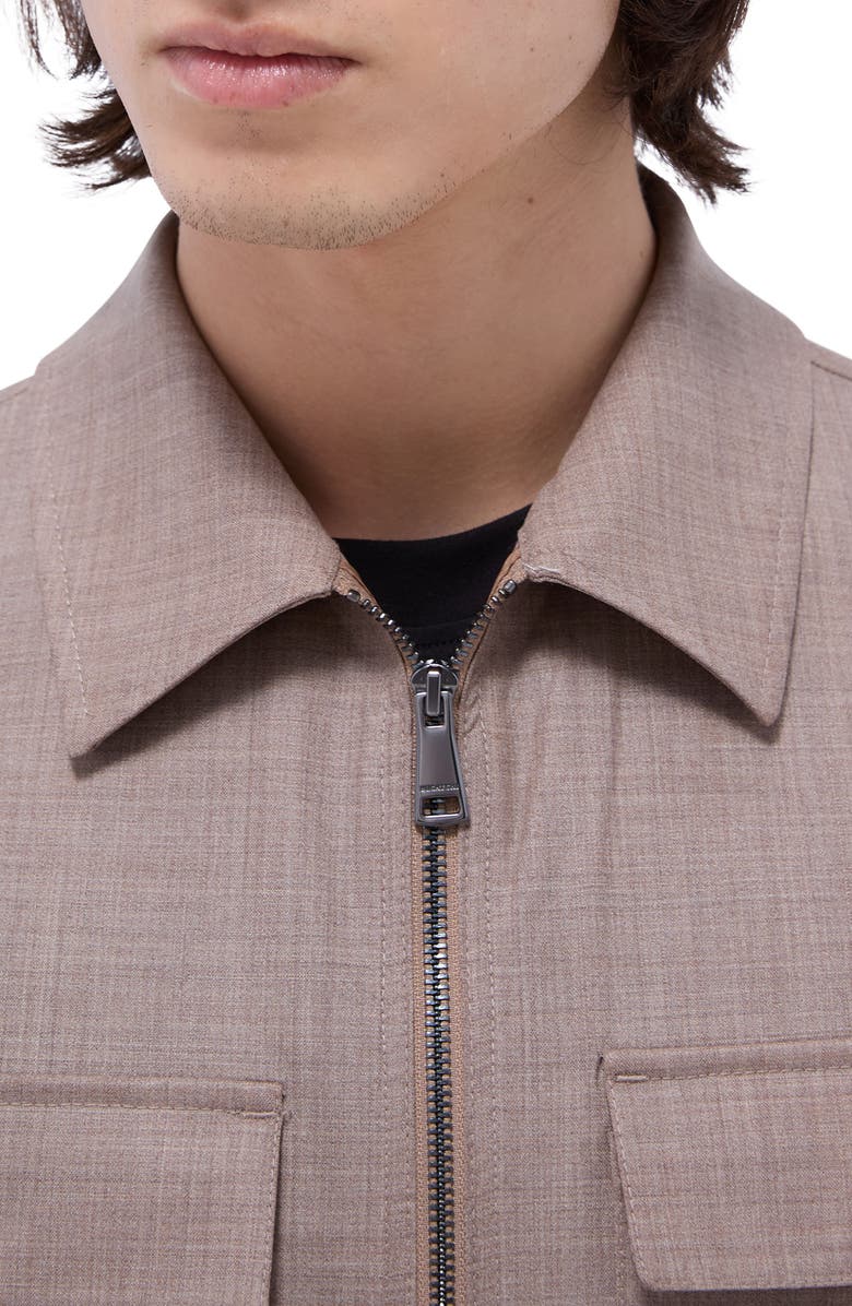 Bugatchi Stretch Wool Zip Shirt Jacket, Alternate, color, Sand