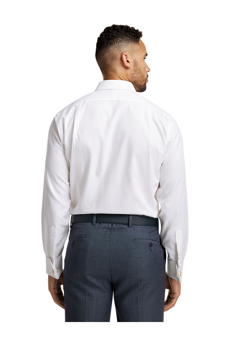Slim Fit Non-iron Cotton Twill Spread Collar French Cuff Dress Shirt, Alternate, color, White
