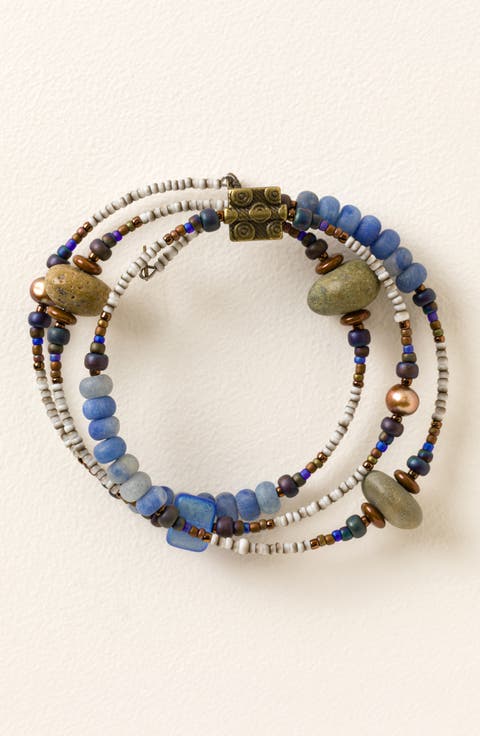 Tumbled Blue Ocean Spiral Bracelet by Iris Designs