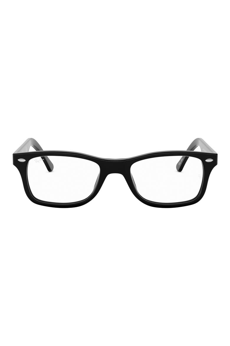 55mm Square Blue Light Blocking Glasses, Main, color, BLACK