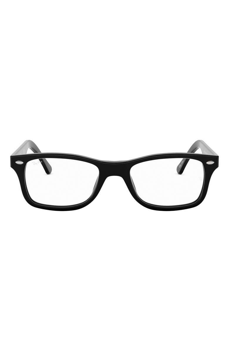 Ray-Ban 53mm Square Optical Glasses, Main, color, Top Black