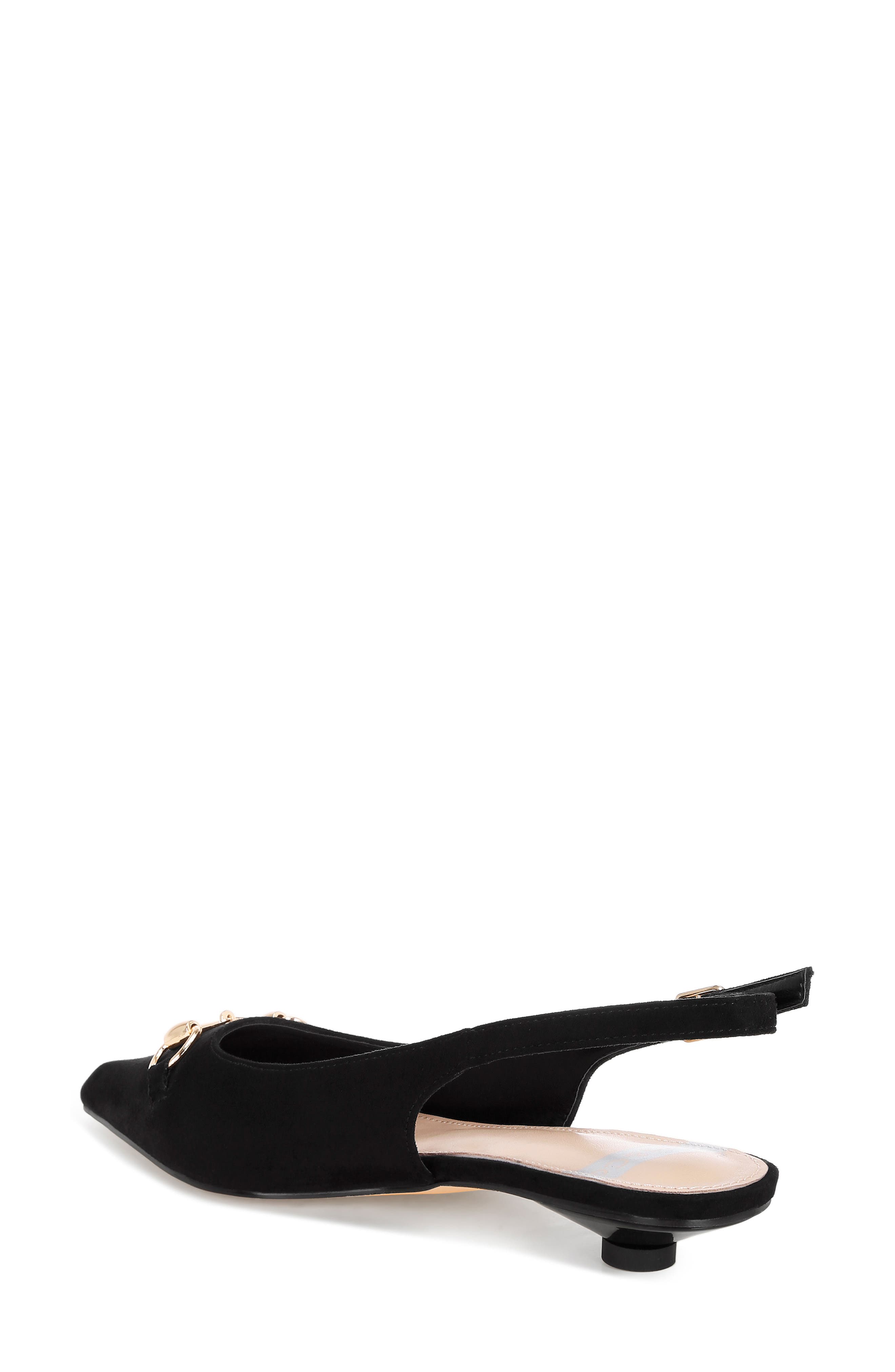 Bell Flower Leather Slingback Pump, Alternate, color, BLACK SUEDE
