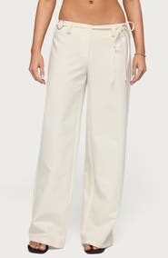 EDIKTED Raphael Tie Waist Wide Leg Pants