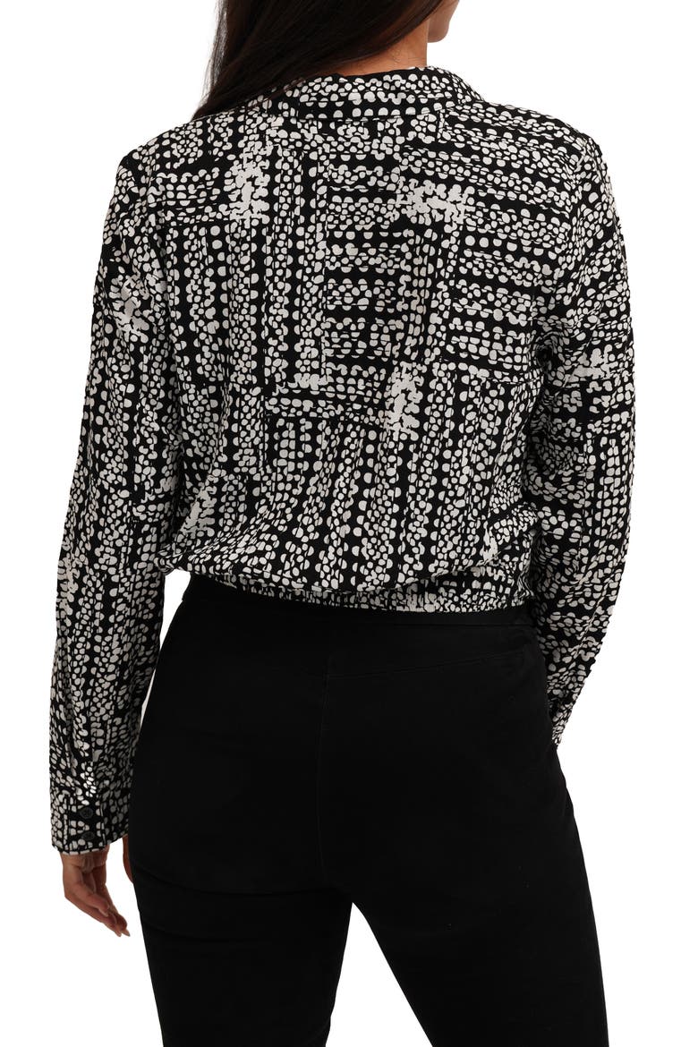 Long Sleeve Tie Front Button-Up Shirt, Alternate, color, TEGAN DOT