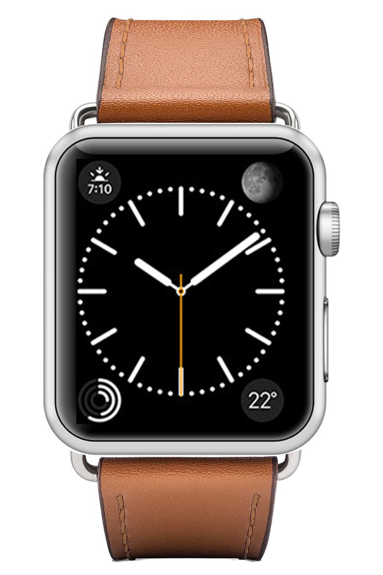 Double Tour Leather Apple Watch Strap, Main, color, BROWN