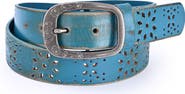 OLD TREND Blooming Genuine Leather Perforated Floral Vintage Belt