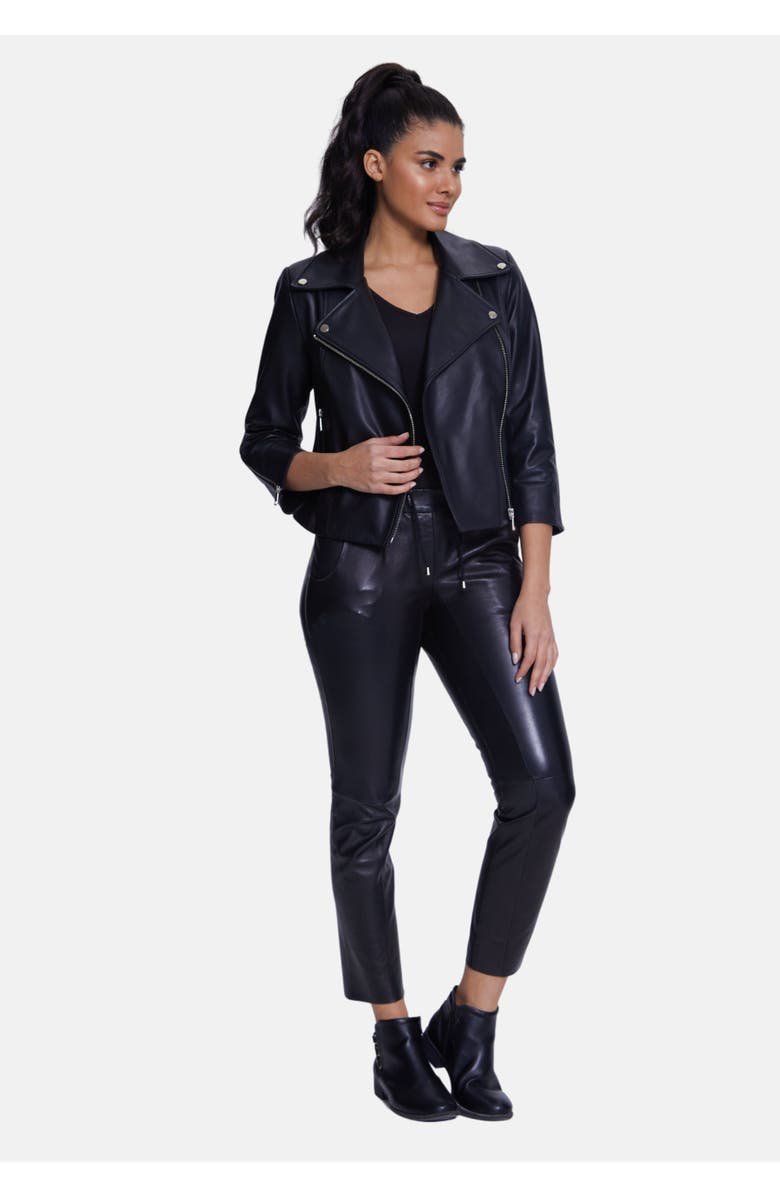 Furniq UK Cordelia Leather Jacket, Alternate, color, Black