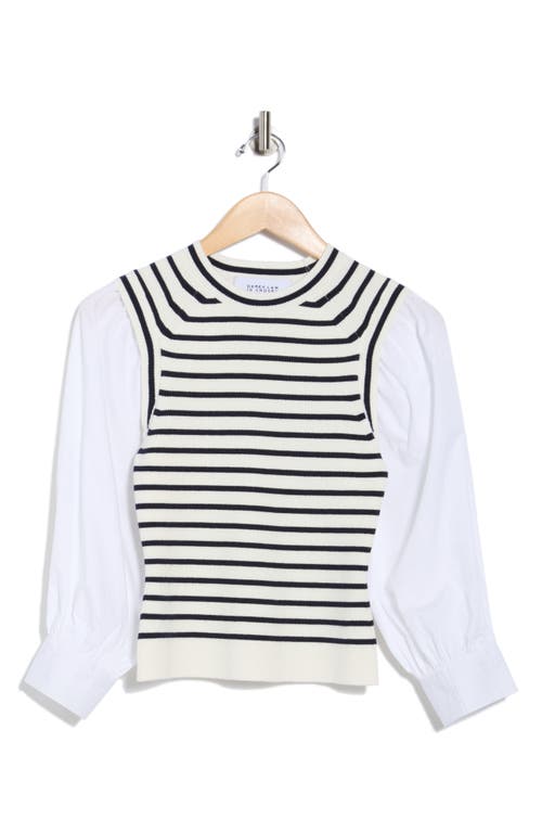 Derek Lam 10 Crosby Tirza Mixed Media Wool-blend Top In White