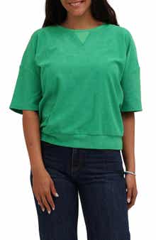 Terry V-Insert Short Sleeve Top
