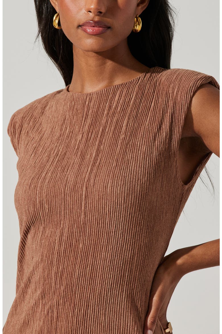 Plissé Maxi Dress, Alternate, color, BROWN