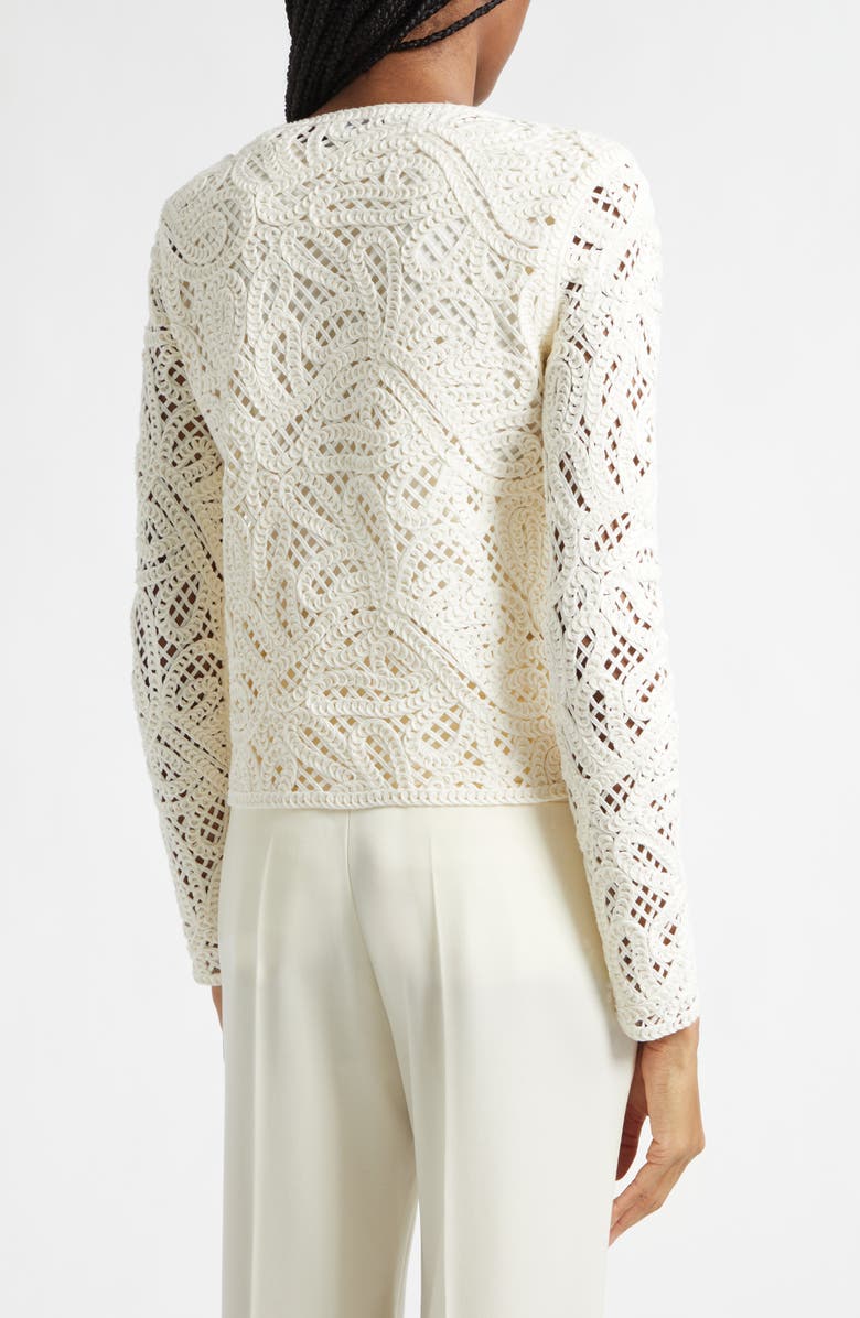 Emporio Armani Open Stitch Cotton Blend Cardigan, Alternate, color, Solid White