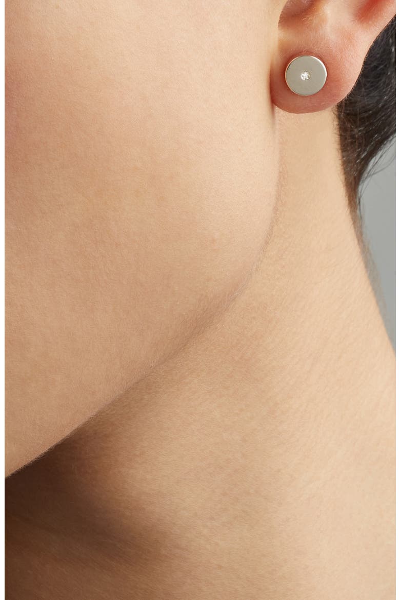 Linear Solo Diamond Stud Earrings, Alternate, color, SILVER/ DIAMOND
