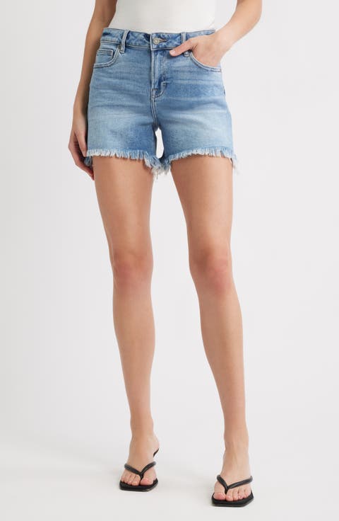 Frayed Hem Boyfriend Denim Shorts