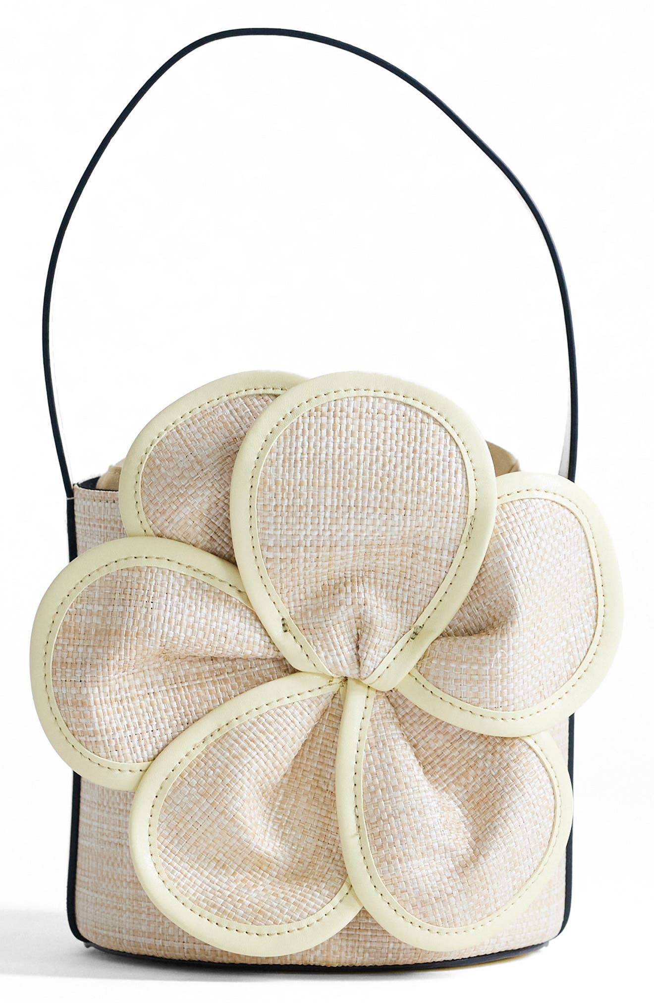 Gino Flower Straw Shoulder Bag, Main, color, YELLOW