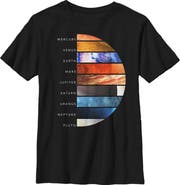 Lost Gods Boy's Lost Gods Solar System Planet Terrain  Graphic T-Shirt