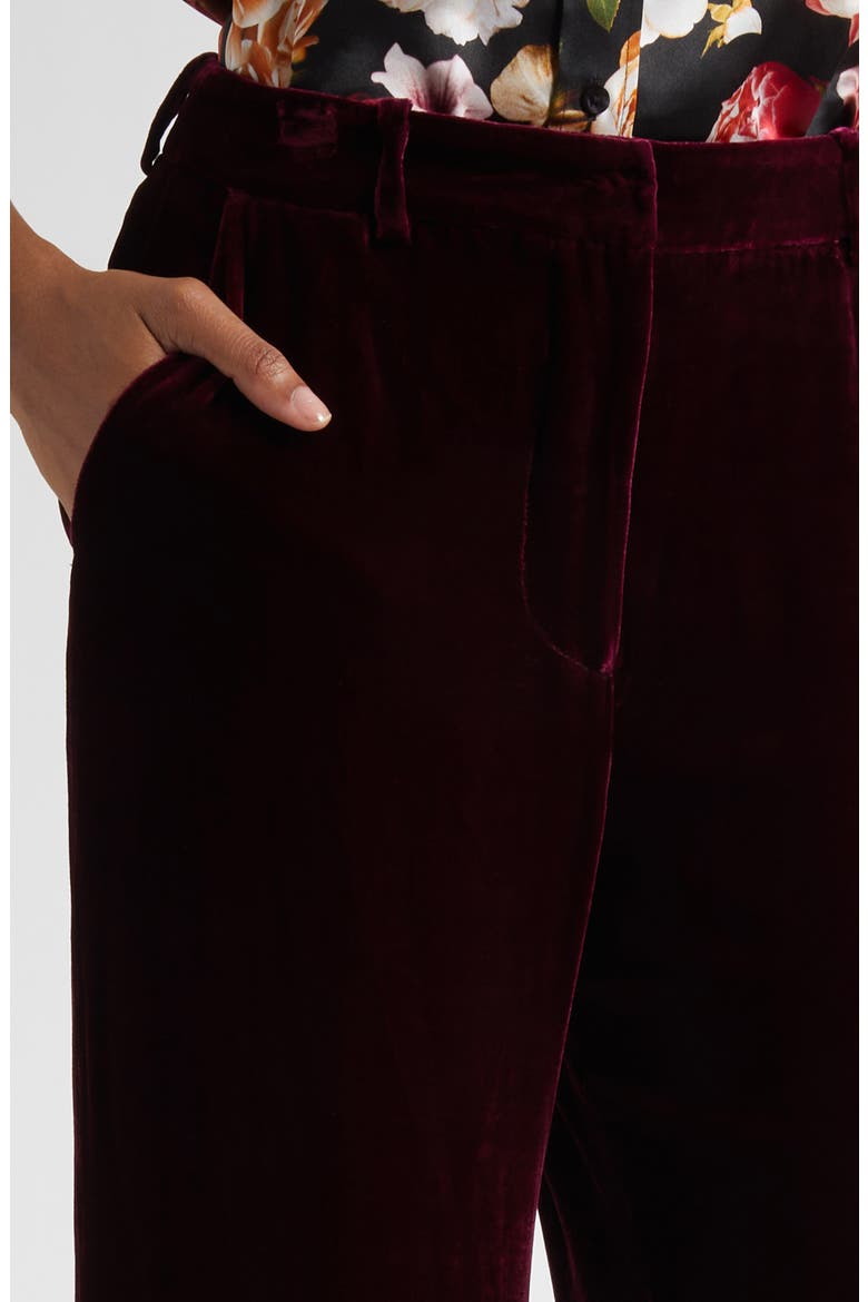Pilar Wide Leg Velvet Pants, Alternate, color, DARK PORT