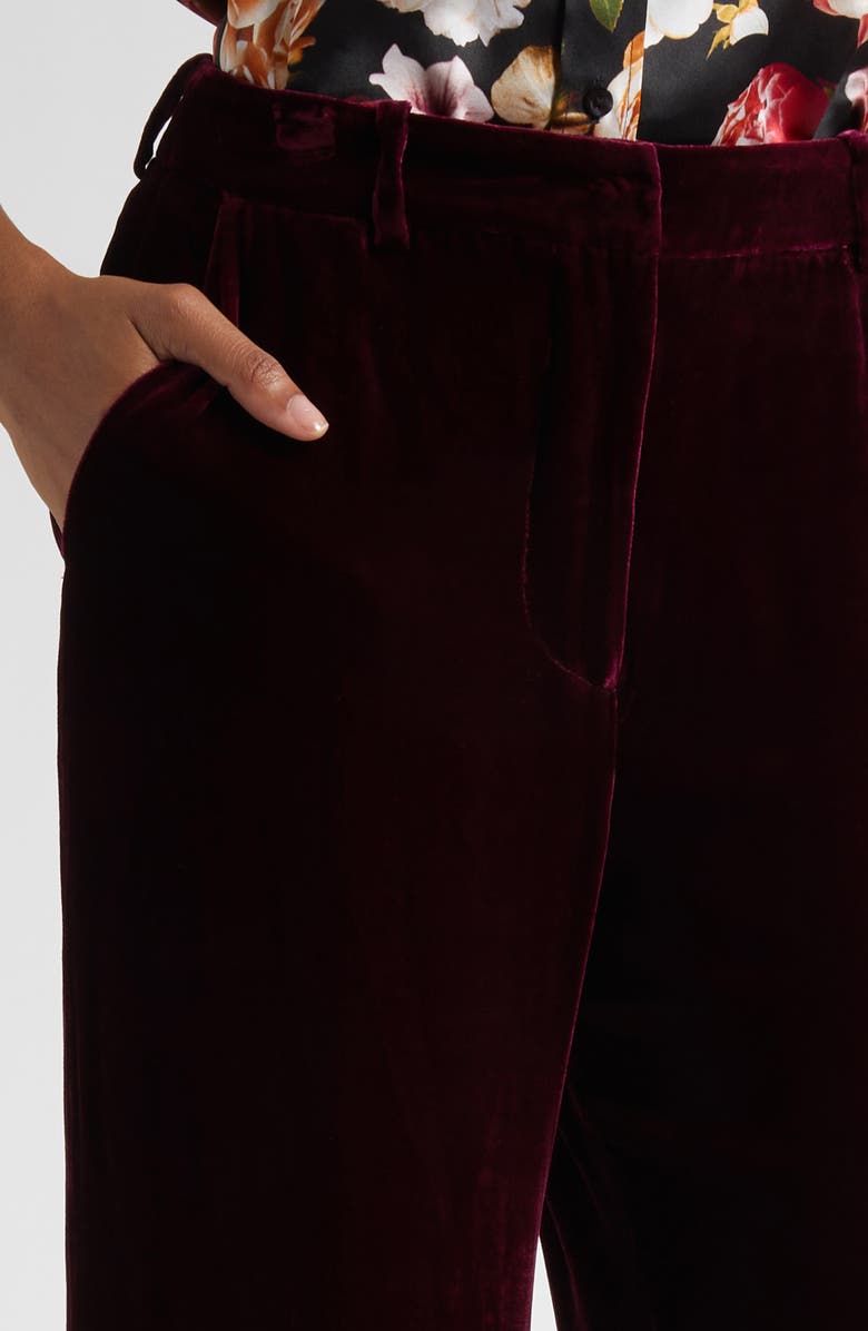 L'AGENCE Pilar Wide Leg Velvet Pants, Alternate, color, Dark Port