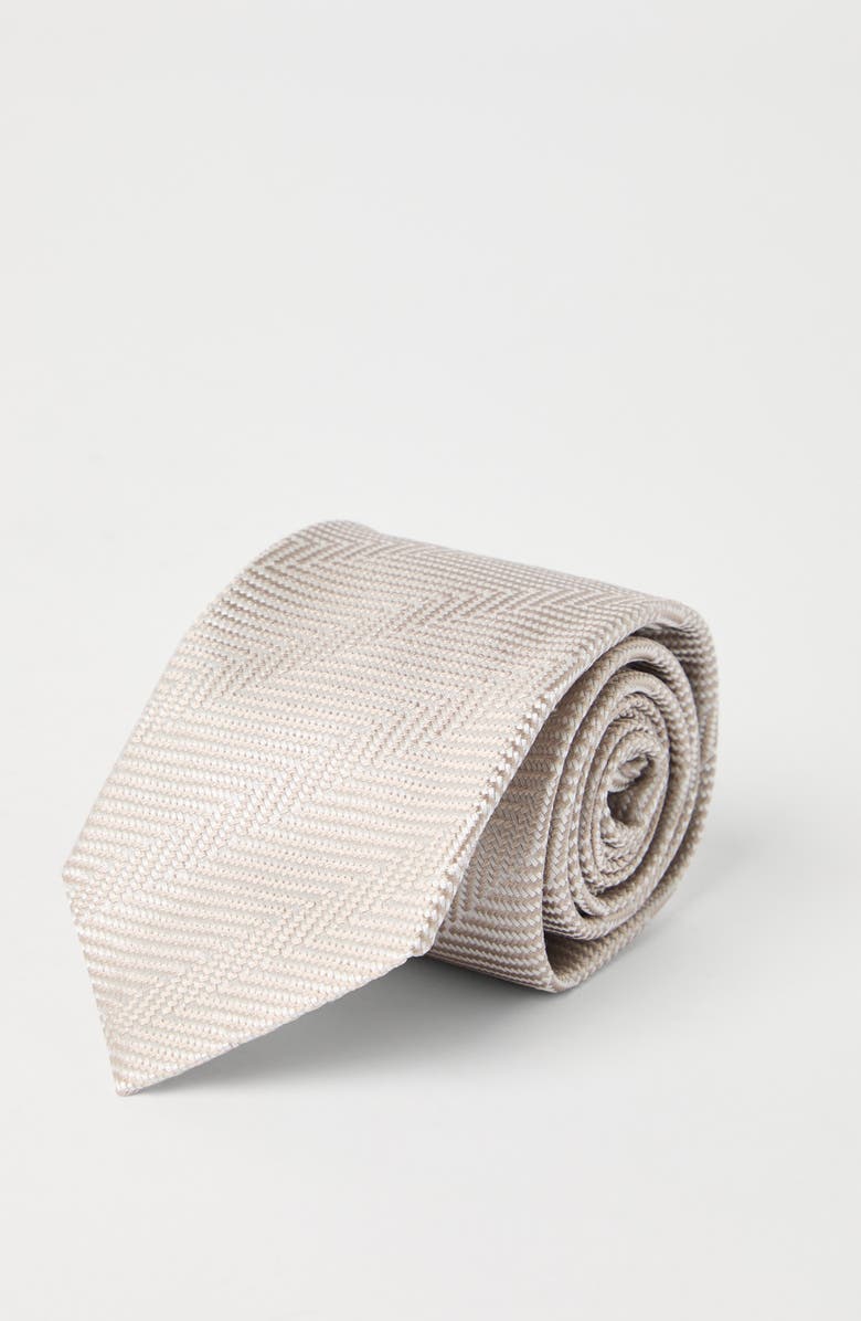 Brunello Cucinelli Herringbone necktie, Alternate, color, Salt