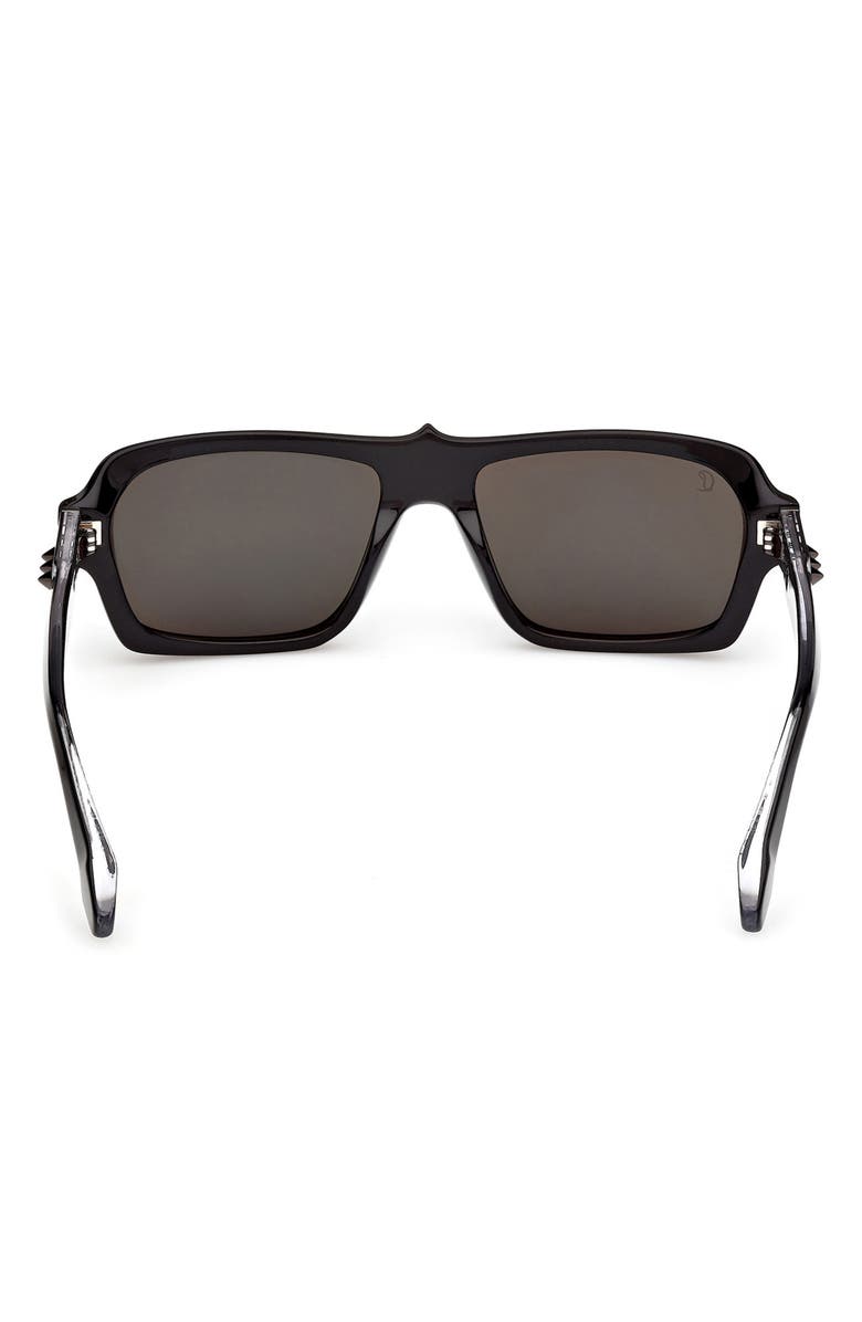 Christian Louboutin 56mm Rectangular Sunglasses, Alternate, color, Black Gunmetal / Zeiss Smoke