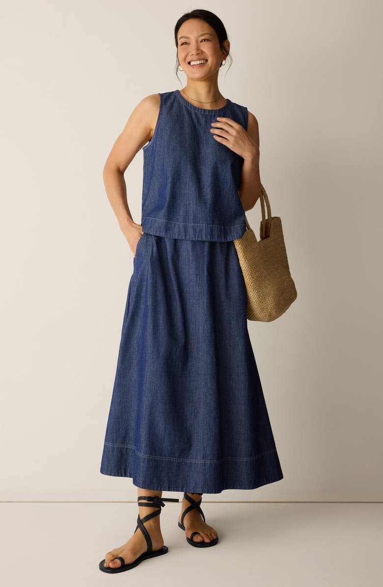 Eileen Fisher Organic Cotton Denim Skirt, Alternate, color, 