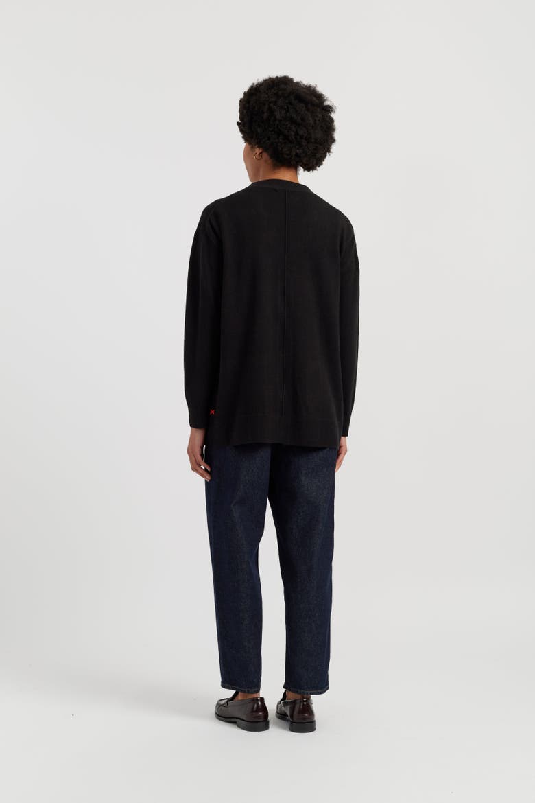 Wool-Cashmere Long Cardigan, Alternate, color, Black