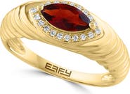 EFFY 14K Yellow Gold Marquise Garnet & Diamond Fluted Ring