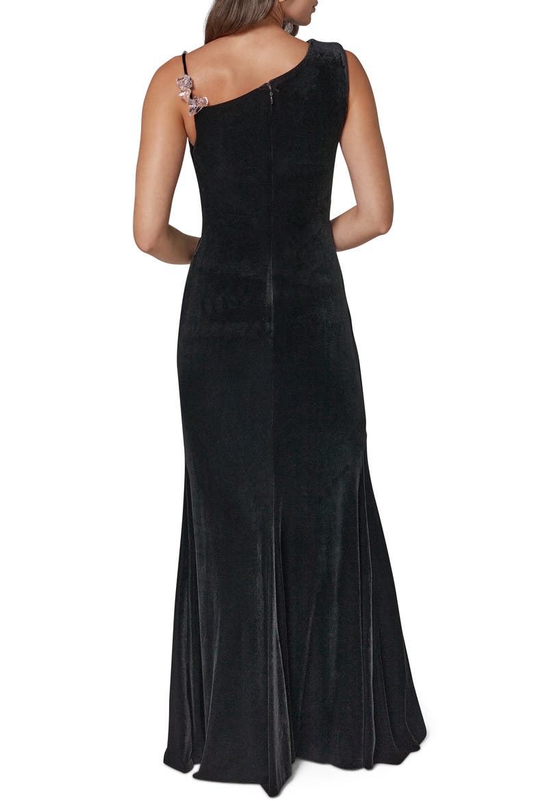 Stretch Velvet Gown, Alternate, color, BLACK