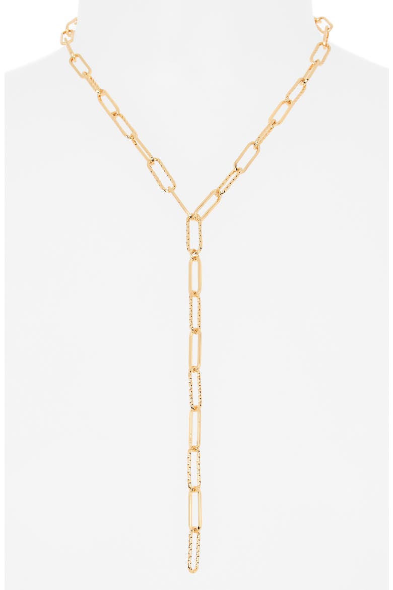 Textured Oval Link Y Necklace, Alternate, color, GOLD