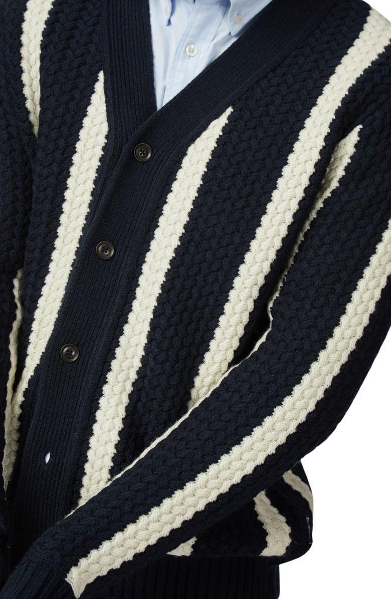 Ben Sherman Textured Stripe Wool Blend Cardigan, Alternate, color, 