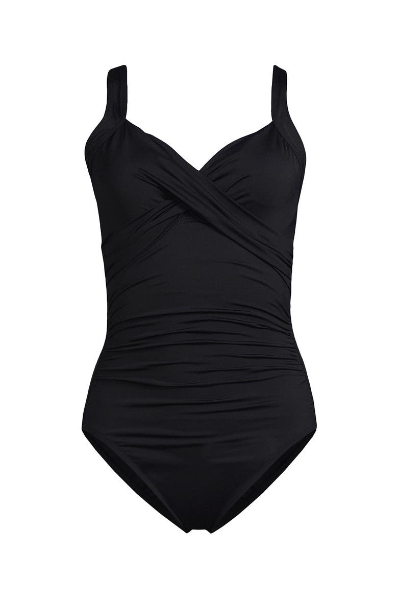 D-Cup Sweetheart Underwire Wrap One Piece Swimsuit, Alternate, color, Black
