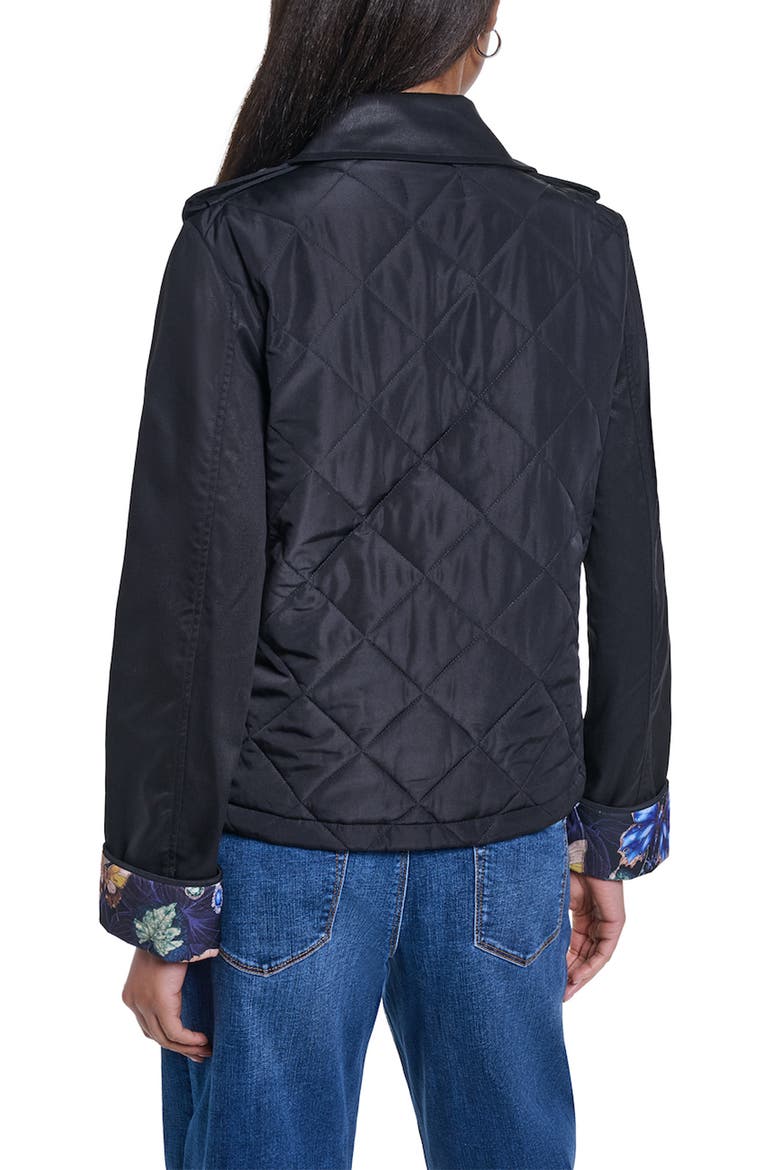 Cropped Quilted Trench Jacket, Alternate, color, BLACK