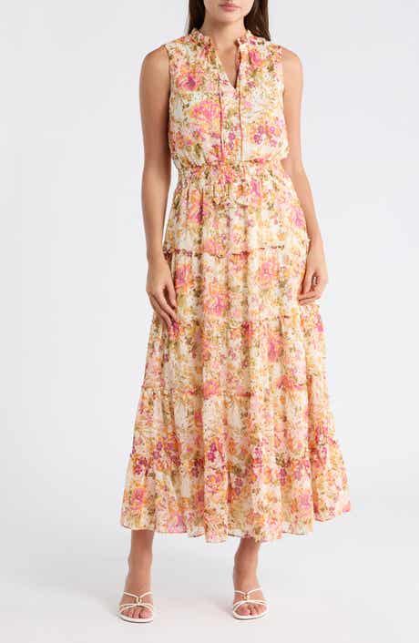 Halogen® Tie Neck Sleeveless Tiered Maxi Dress