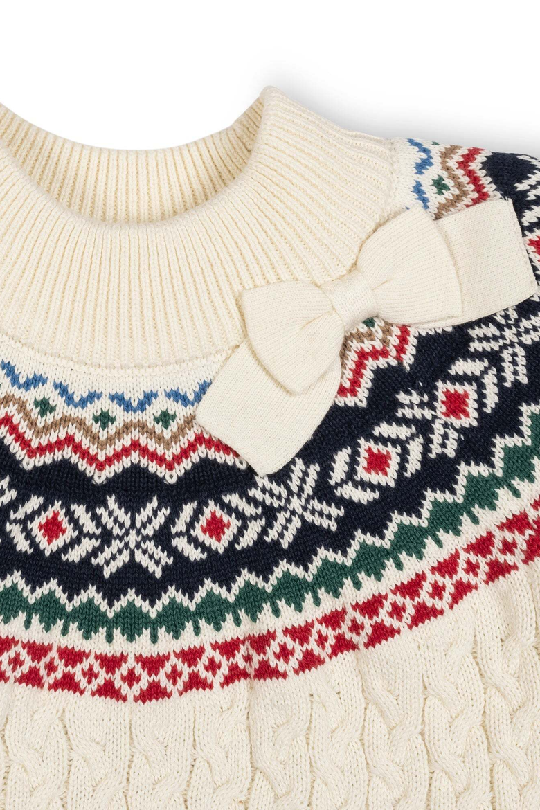 Kids' Organic Mock Neck Cable Sweater, Alternate, color, Ivory and Multi Fair Isle