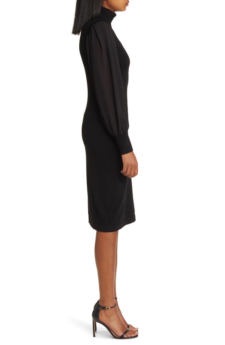 Vince Camuto Chiffon Long Sleeve Turtleneck Sweater Dress, Alternate, color, 